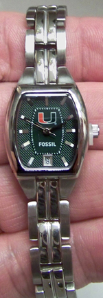 Miami Hurricanes Fossil womens Ladies Logo Watch with Date Li3025