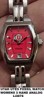Utah Utes Fossil Womens, Ladies 3 Hand Analog watch with Date Li3075