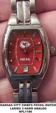 Kansas City Chiefs Fossil Watch Ladies Three Hand Date Cushion Watch
