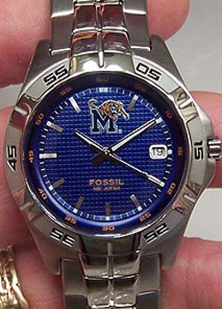 University of Memphis Tigers Fossil Mens Applied Watch with Date