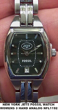 New York Jets Fossil Watch Womens Cushion Three Hand Date NFL1192