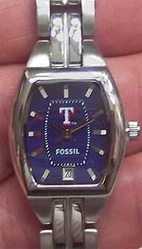 Texas Rangers Fossil Ladies 3 Hand Analog Logo Watch